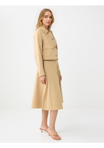 Deve Tüyü Rahat Kesim Normal Bel Gabardin Midi Etek modelleri