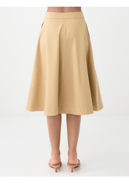 Deve Tüyü Rahat Kesim Normal Bel Gabardin Midi Etek indirimleri