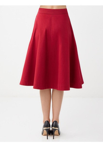 Bordo Rahat Kesim Normal Bel Gabardin Midi Etek indirimleri