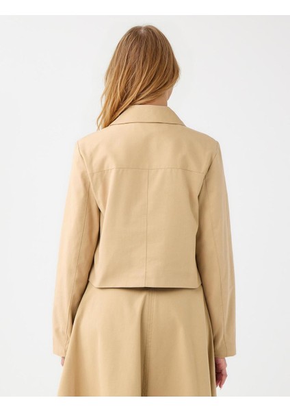 Deve Tüyü Düz Kesim Gömlek Yaka Uzun Kollu Gabardin Ceket indirimleri