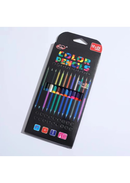 Renkli Kalem 12 Parça Sanat Boyama Seti Çift Başlıklı Suda Çözünür 24 Renk Kalem Üçgen Kütük Çocuk Eskiz Çizim Sanat Malzemesi (Yurt Dışından) modelleri