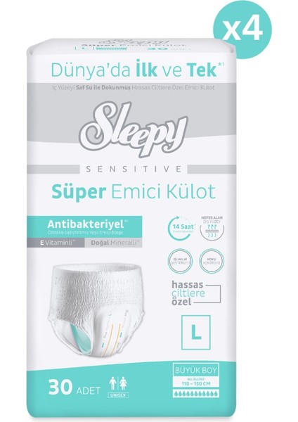 Sensitive Antibakteriyel Emici Külot Large 30X4 120 Adet fiyatları