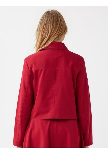 Bordo Düz Kesim Gömlek Yaka Uzun Kollu Gabardin Ceket indirimleri