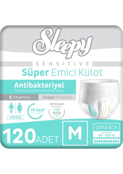 Sensitive Antibakteriyel Emici Külot Medium 30X4 120 Adet