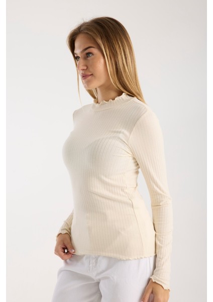 Kadın Uzun Kollu Yarım Boğazlı Fitilli Bluz – Esnek ve Konforlu 3005 fiyatları