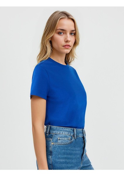 Saks Bisiklet Yaka Basic Kısa Kollu Tişört fırsatları