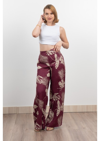 Keten Yüksek Bel Pantolon 30289