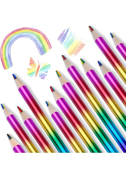 10 Adet Gökkuşağı Renkli Kalem, 4'ü 1 Arada Kalem. Okullar, Öğrenciler, Eskiz, Karalama, Boyama, Boyama Için Uygundur. (Yurt Dışından) fiyatları