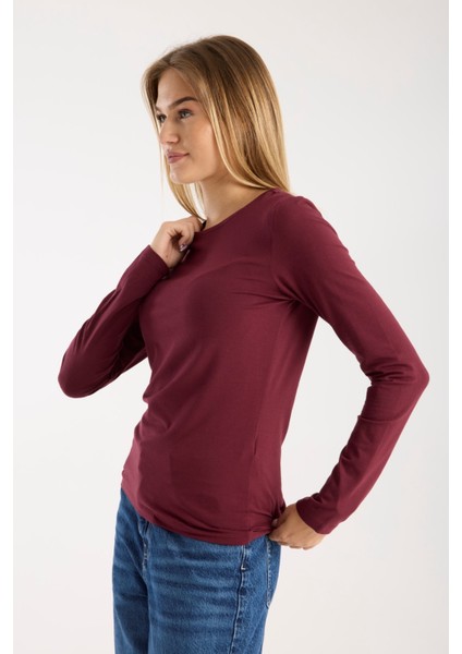 Kadın Uzun Kollu Yuvarlak Yaka Modal Karışımlı Esnek Bluz – Rahat Şık Günlük 3006 fiyatları