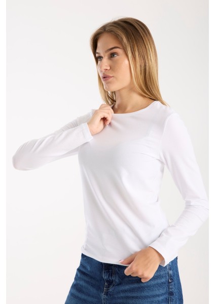 Kadın Uzun Kollu Yuvarlak Yaka Modal Karışımlı Esnek Bluz – Rahat Şık Günlük 3006 fiyatları