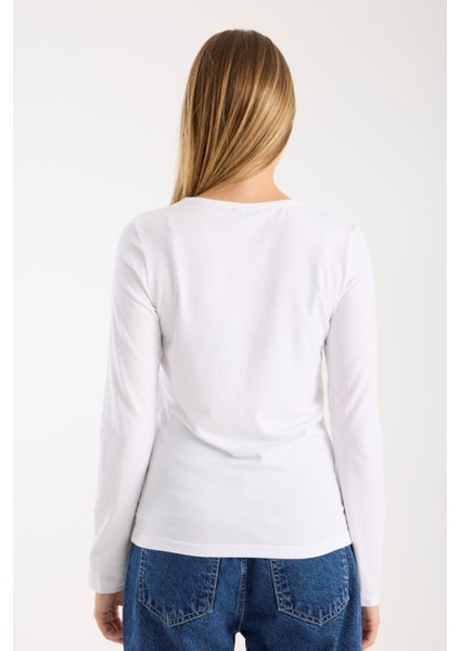 Kadın Uzun Kollu Yuvarlak Yaka Modal Karışımlı Esnek Bluz – Rahat Şık Günlük 3006 modelleri