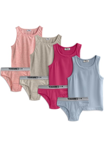 Kız Çocuk, Pamuklu Slip&Atlet, Alt-Üst, 4 Çift Takım, Spor ve Oyun İçin Tasarlandı