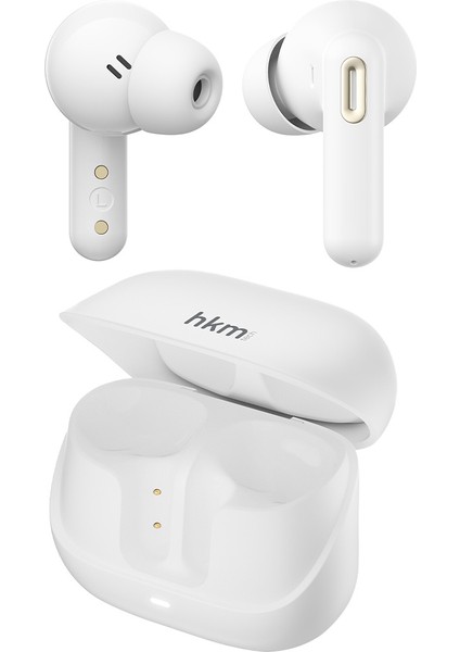 OPUS PRO Bluetooth Kablosuz Kulakiçi Tws Kulaklık, Anc Aktif Gürültü Engelleme ve Enc Sistemi, Beyaz