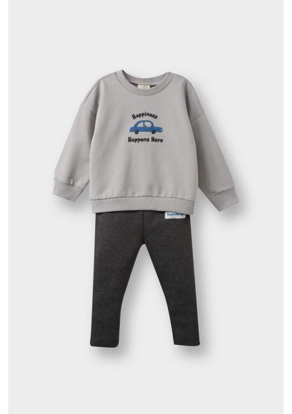 Erkek Bebek 2'li Takım Araç Baskılı Sweatshirt Alt F1594A525AU