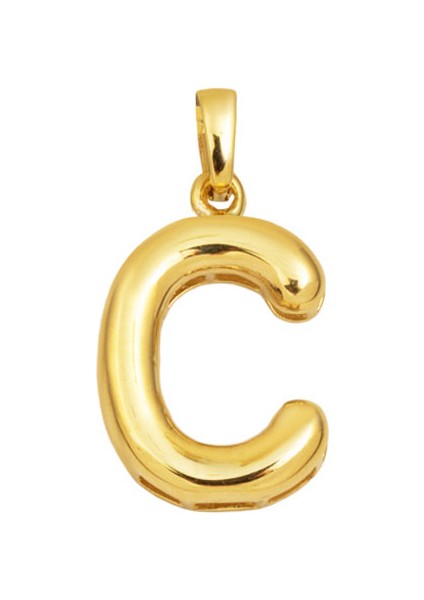 C Balon Harf 14 Ayar Altın Kolye Ucu