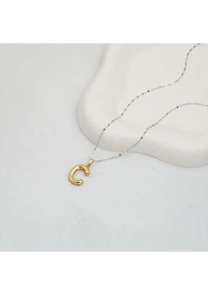 C Balon Harf 14 Ayar Altın Kolye Ucu modelleri