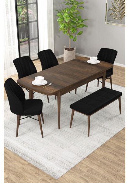 Arel Barok 80X132 Açılabilir Mdf Masa Yemek Odası Takımı, Mutfak Takımı 4 Adet Sandalye, 1 Bench fiyatları