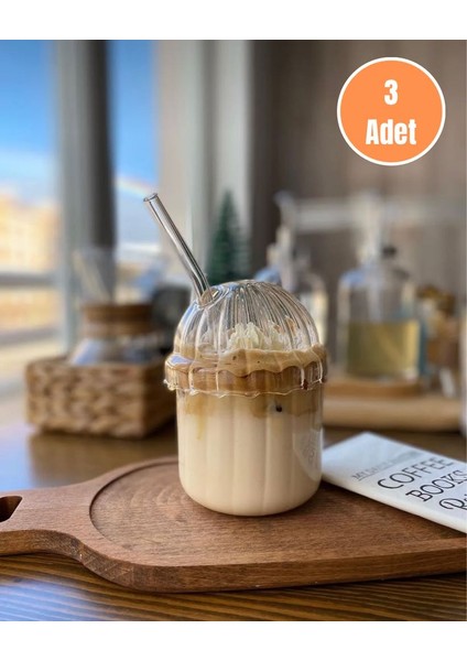 3 Adet Mika Bardak 430 ml (3 Adet Cam Pipet Hediyeli)| Kahve, Limonata, Meşrubat Sunum Bardağı