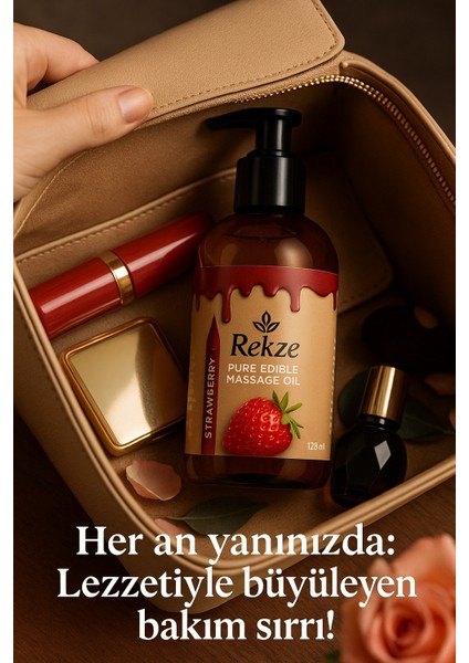 Çilek ve Çikolata Aromalı Yenilebilir Vücut Masaj Yağı
