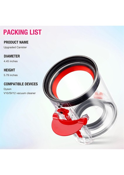 Dyson V10 SV12 Elektrikli Süpürge Haznesi/toz Kovası, Küçük Hazne Parça NO.969509-02 Için Geliştirilmiş Toz Haznesi Yedeği (Yurt Dışından) fiyatları