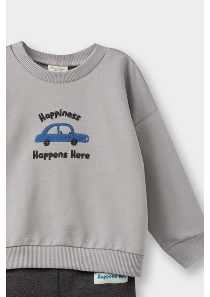 Erkek Bebek 2'li Takım Araç Baskılı Sweatshirt Alt F1594A525AU modelleri