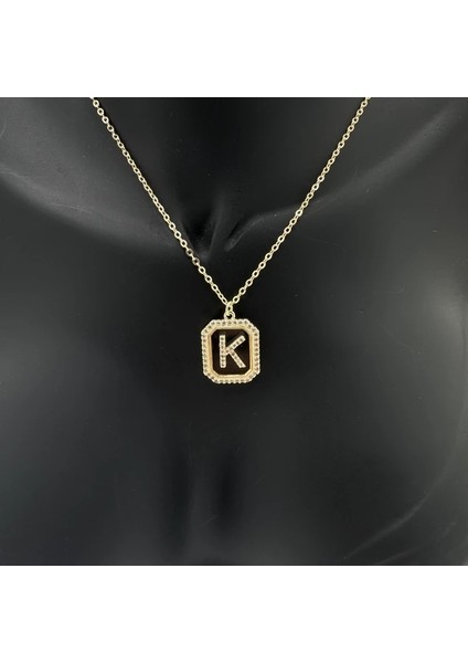 Özel Seri K Harfi Taş Detaylı Gold Kolye - Gold fiyatları