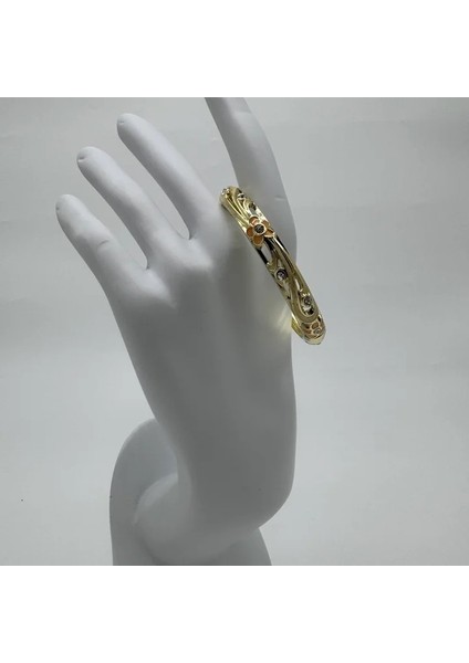 Özel Seri Turuncu Çiçekli Mineli Kelepçe - Gold modelleri