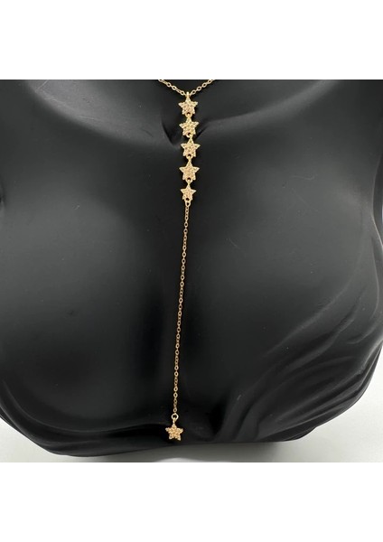 Çelik Gold Taşlı Yıldız Model Y Kolye - Gold fırsatları