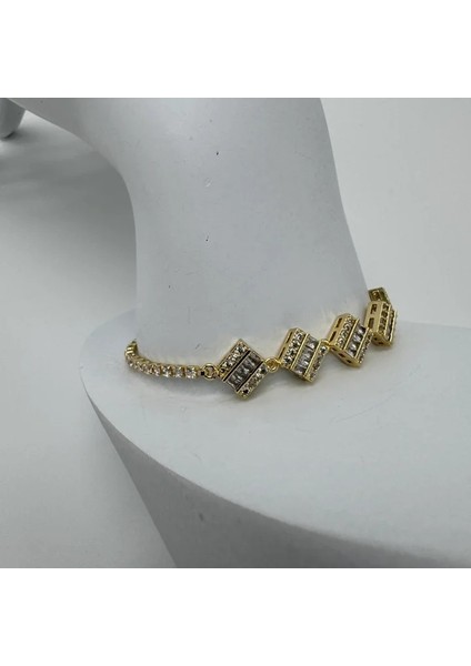 Özel Seri Gold Kare Taşlı Detay Su Yolu Bileklik - Gold fiyatları