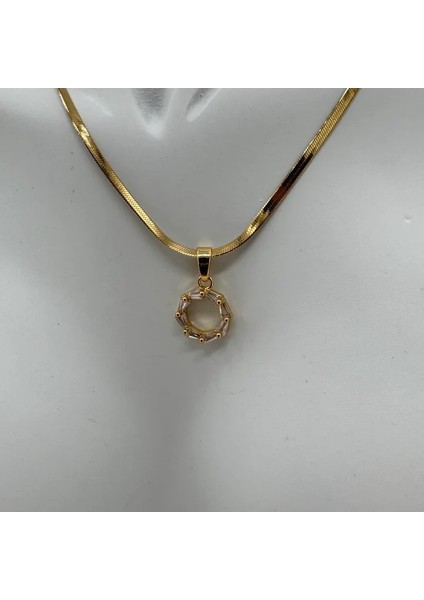 Çelik Taşlı Yuvarlak Detay Italyan Zircir Gold Kolye - Gold fiyatları