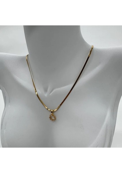 Çelik Taşlı Yuvarlak Detay Italyan Zircir Gold Kolye - Gold fırsatları