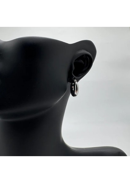 Çelik Silver Minimal Halka Küpe - Silver