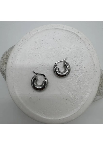 Çelik Silver Minimal Halka Küpe - Silver modelleri