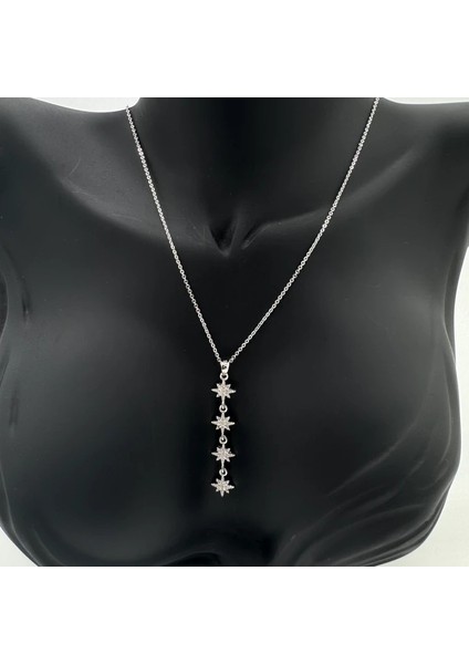 Çelik Silver Yıldız Detay Y Kolye - Silver modelleri
