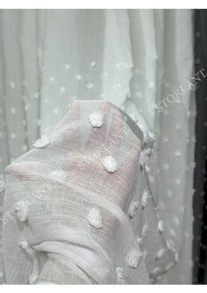 Half Ponpon Keten Tül Perde | Ağır Gramajlı, 1/3 Sık Pileli, Ütü Gerektirmez