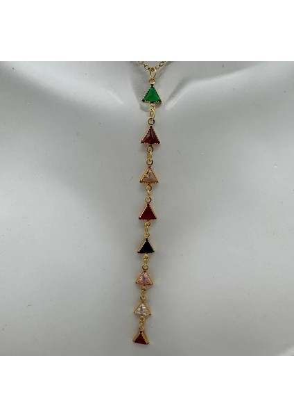 Çelik Renkli Üçgen Model Gold Y Kolye - Gold fiyatları