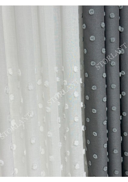 Half Ponpon Keten Tül Perde | Ağır Gramajlı, 1/3 Sık Pileli, Ütü Gerektirmez