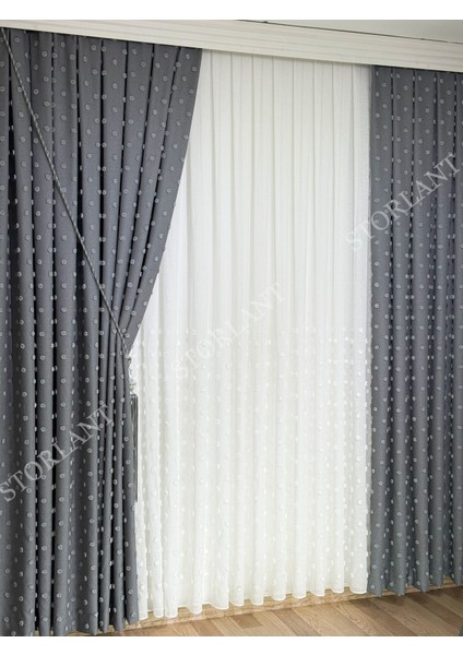 Half Ponpon Keten Tül Perde | Ağır Gramajlı, 1/3 Sık Pileli, Ütü Gerektirmez