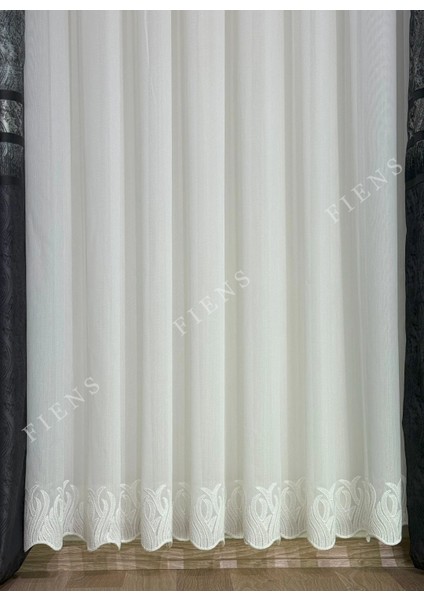 Flame Bambu Etek 1/3 Sık Pileli Ütü Gerektirmez Tül Perde