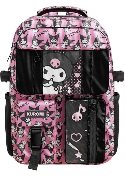 Desenli Pembe Siyah Okul Çantası 3391