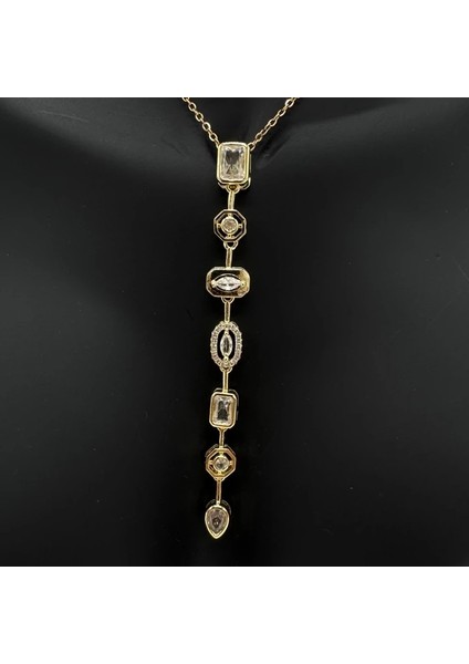 Çelik Yedi Element Y Kolye Gold Taşlı Detay - Gold fiyatları
