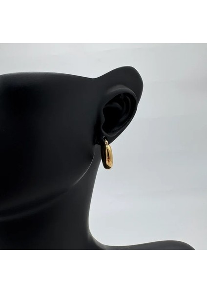 Çelik Gold Minimal Halka Küpe - Gold