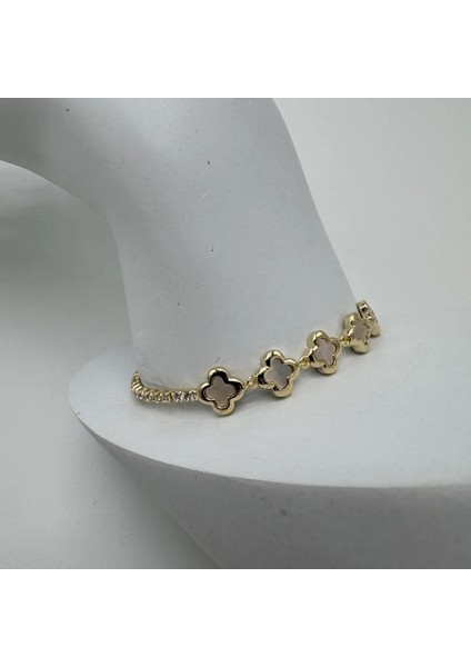 Özel Seri Gold 5 Adet Minimal Yonca Detay Su Yolu Bileklik - Gold fiyatları