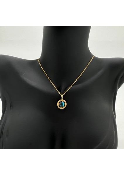 Çelik Mavi Yansımalı Zirkon Taşlı Gökyüzü Kolye - Gold modelleri