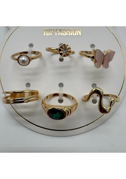 Gold Bijüteri Yüzük Seti 1 - Gold