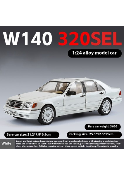 1:24 Mercedes Benz W140 320SEL Klasik Limuzin Alaşım Döküm Model Araba Toplama Hobiler Masaüstü Dekorasyon Arkadaş Için Hediyeler (Yurt Dışından)