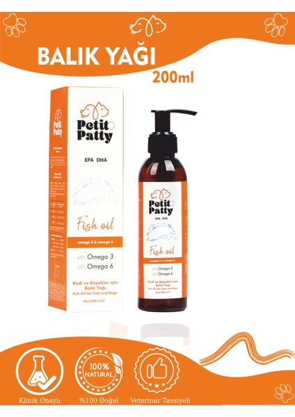 Balık Yağı 200ml & Kediler Için Biotinli Damla 50ml