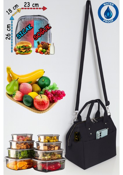 Sıcak, Soğuk Isı Yalıtımlı Termal Termoslu Yemek, Mama, Beslenme, Gıda Için Askılı Taşıma Çantası fiyatları