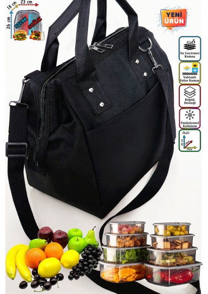 Sıcak, Soğuk Isı Yalıtımlı Termal Termoslu Yemek, Mama, Beslenme, Gıda Için Askılı Taşıma Çantası