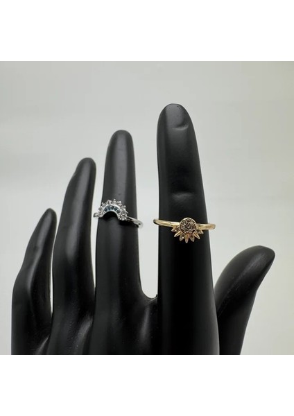 Taşlı Güneş ve Ay Çift Arkadaşlık Yüzüğü - Gold-Silver fiyatları